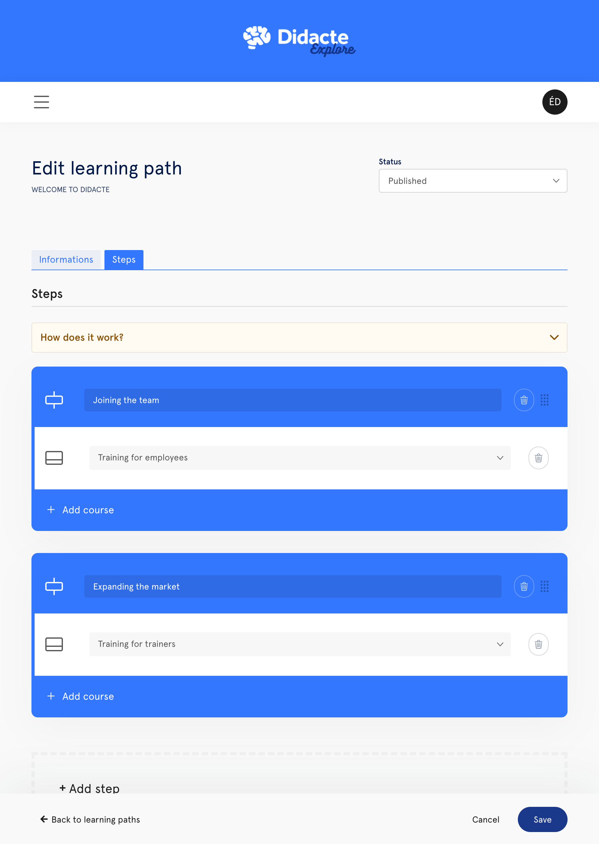 Custom learning paths