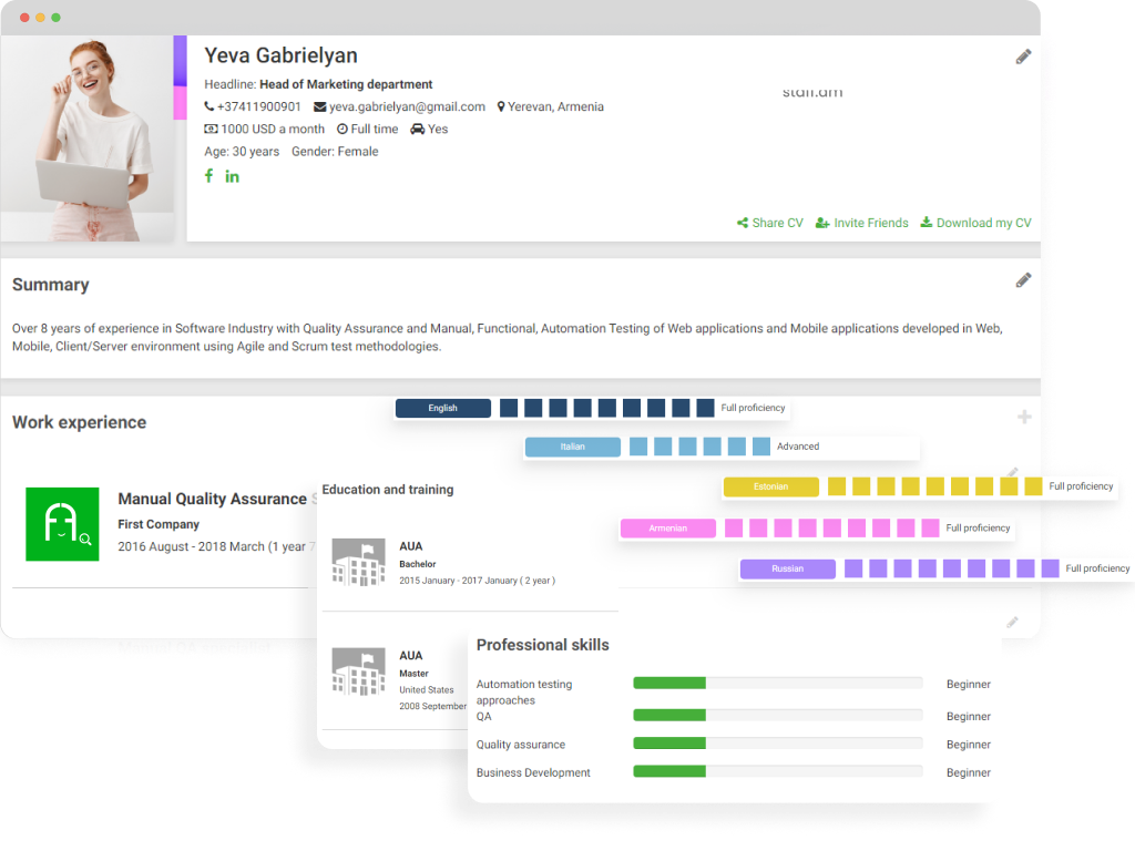 staff.am Software - staff.am professional CV - thumbnail