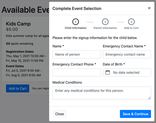 Communal screenshot: Event management feature