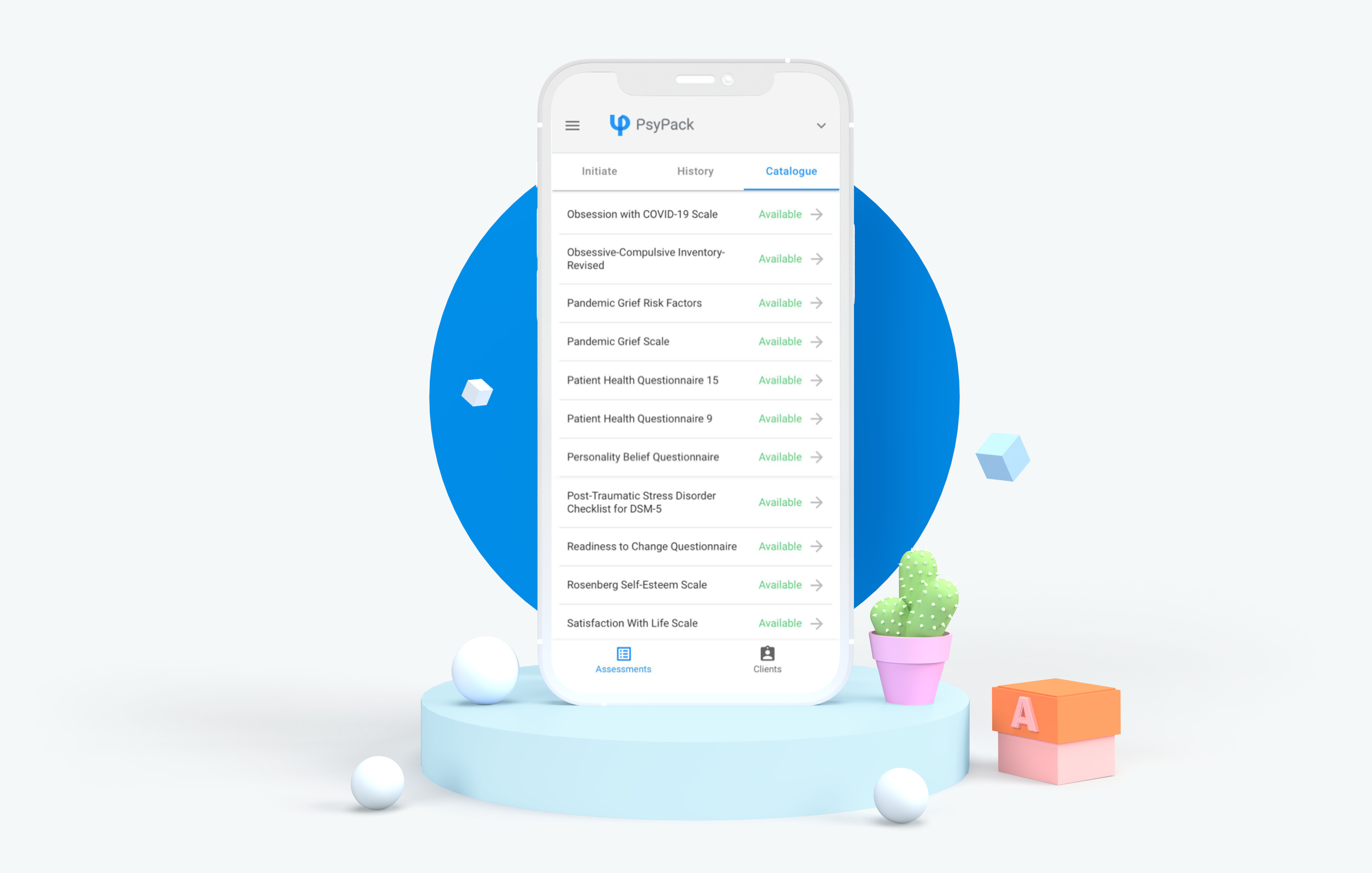 PsyPack Software - PsyPack comes loaded with a wide library of assessments for Depression (PHQ-9, CESD-R), Anxiety (GAD-7, DASS), PTSD (PCL-5, IES-R), OCD (OCI-R), ADHD (ASRS), Eating Disorders (EAT-26), Personality Disorders (PBQ), Substance Use (SSI-SA, RCQ) and more.
