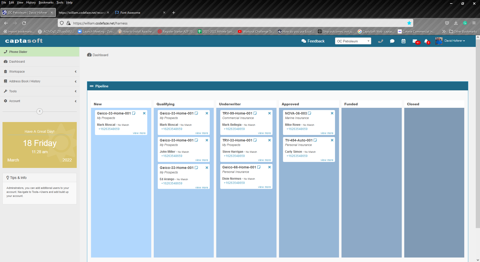 CaptaIMS Software - Pipeline View