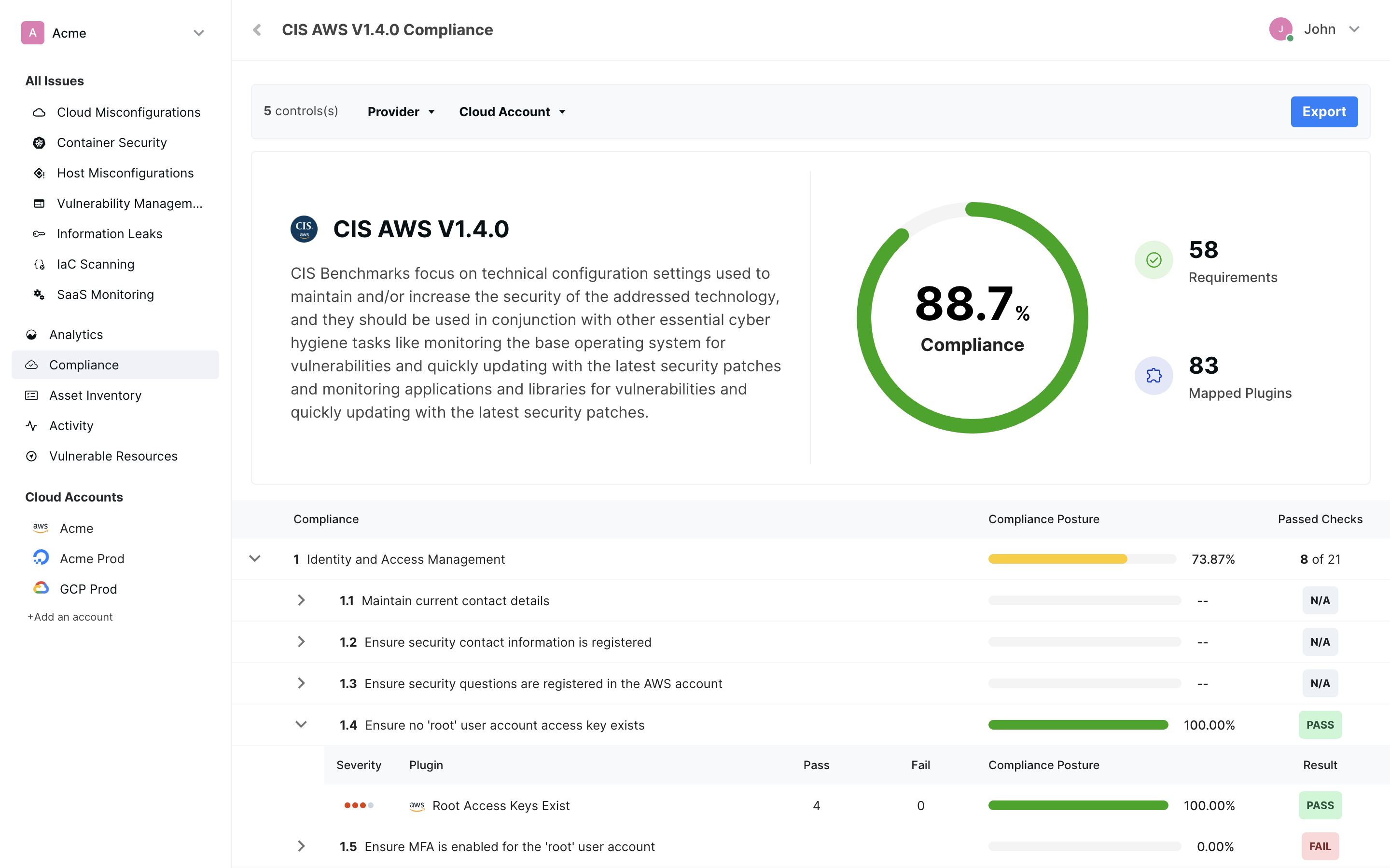 PingSafe Software - Get a detailed overview of all major compliance standards and get posture scores in real time.