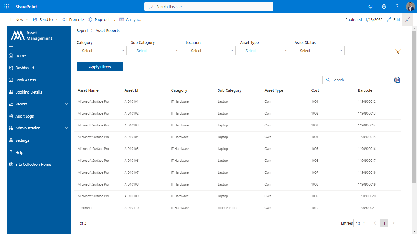 Asset Management 365 Software - AM365 reports - thumbnail