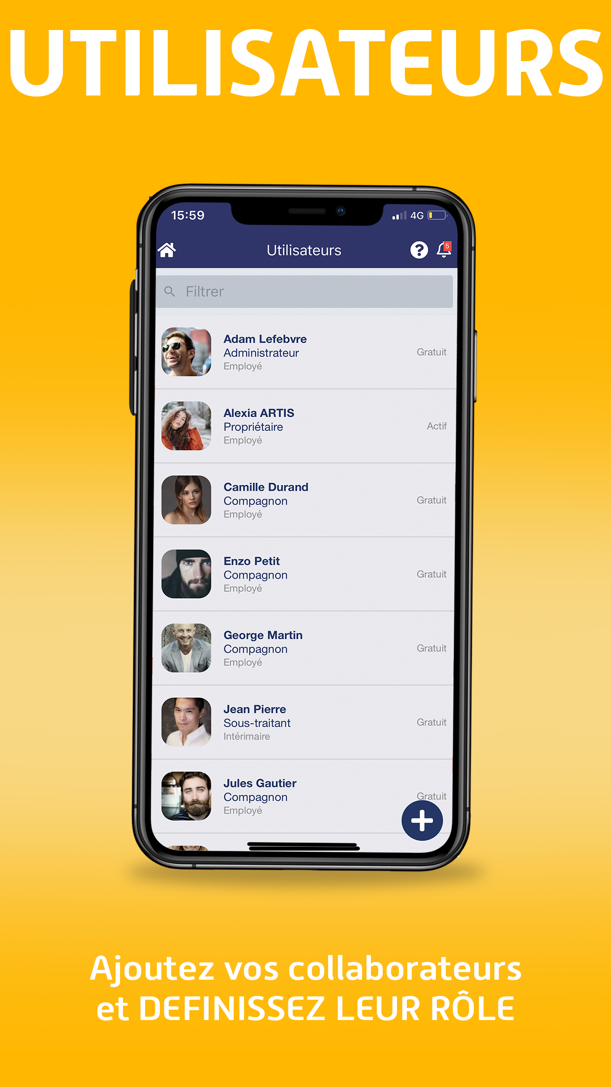 Alobees Software - Add unlimited collaborators to your company, activate and revoke them easily. Discuss in real time with your collaborators.