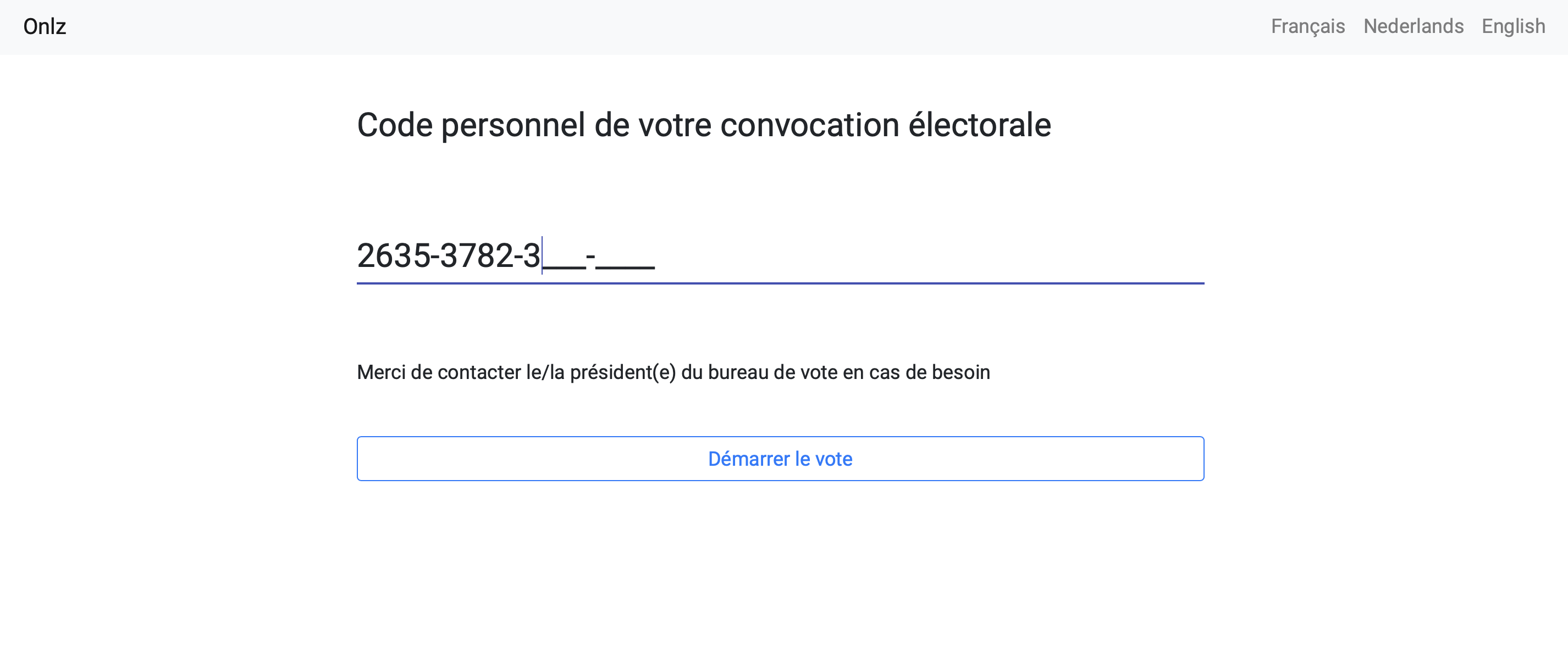 ONLZ screenshot: Simple and minimal design for the online polling station