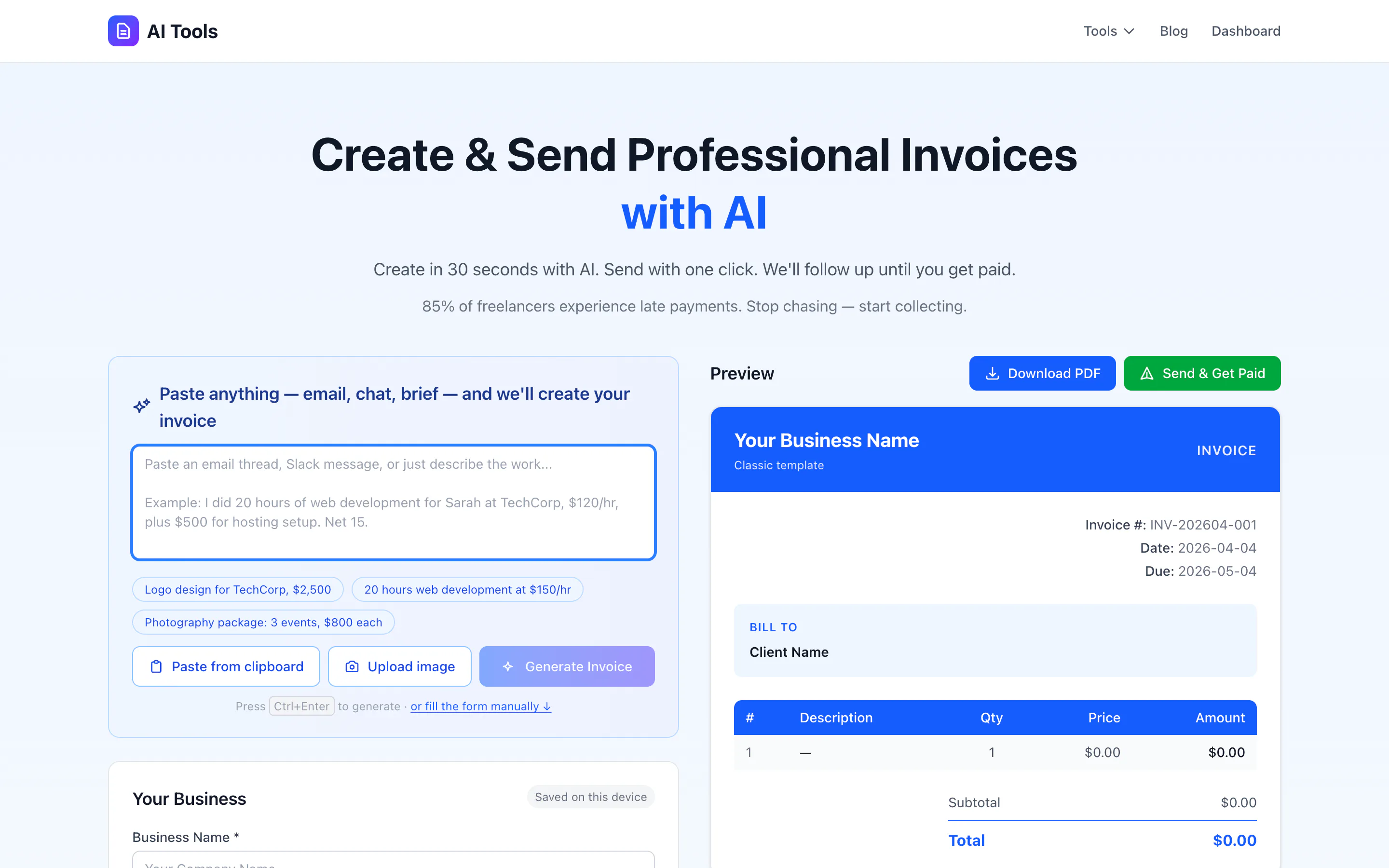 Invoice Generator Program Free AI Invoice Generator Price, Features, Reviews & Ratings - Capterra ...