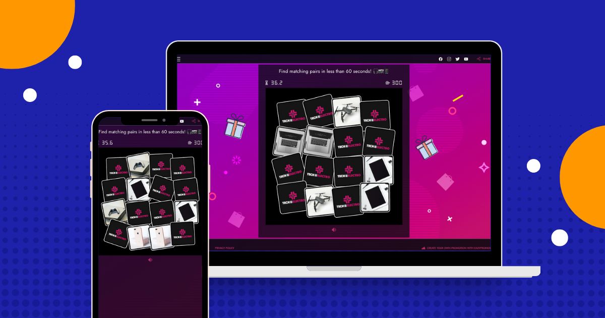 Responsive design for all microsite apps regardless of the device, mobile, tablet, or PC. Branded games to engage the audience and convert into leads.