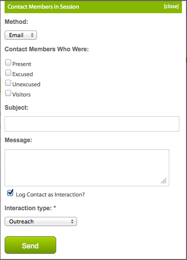 SimpleChurch CRM Software - Users can contact groups of members through SimpleChurch CRM, based on the group they are in or their event attendance