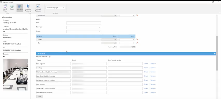 Users can register attendees, entering important information such as name, email and mobile number