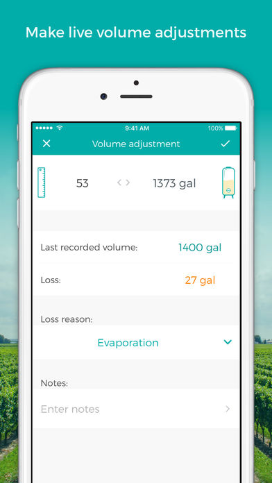 vintrace Software - vintrace record live volume adjustments