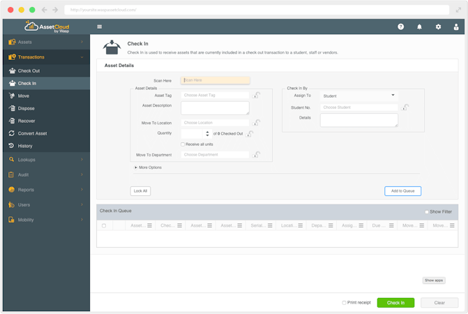 AssetCloud screenshot: The interface provides easy access to all of the organization's data
