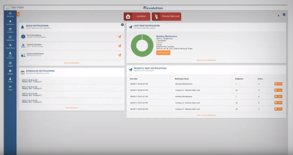Revolution screenshot: Revolution dashboard