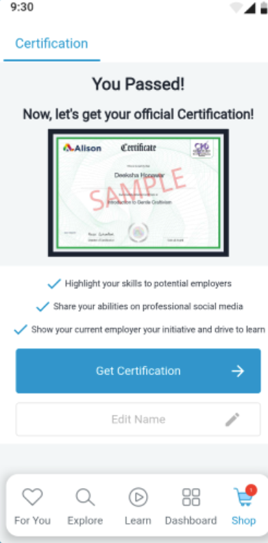 Alison certification