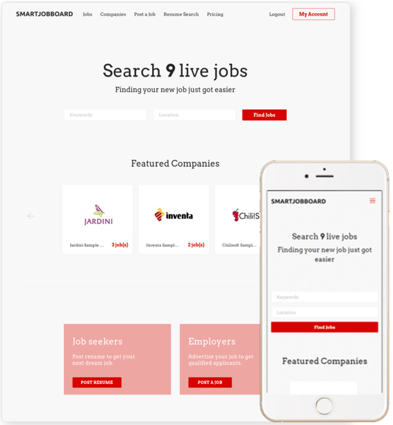 Applicants can search for jobs based on location or keywords