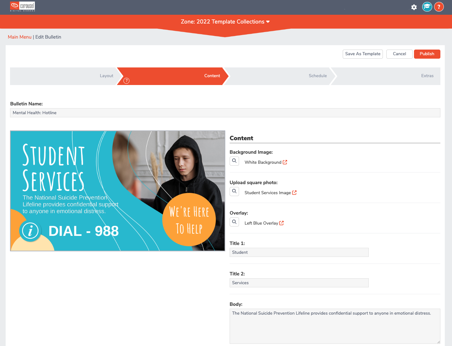 Carousel screenshot: Carousel allows you and your team to create and collaborate on messaging so you have a diverse, fresh set of content with different perspectives. Log in, choose a template, upload your media and start sharing your visual communication.