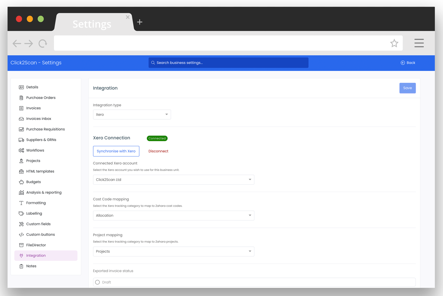 Zahara Software - With over 100 settings, Zahara can be customised to suite very quickly