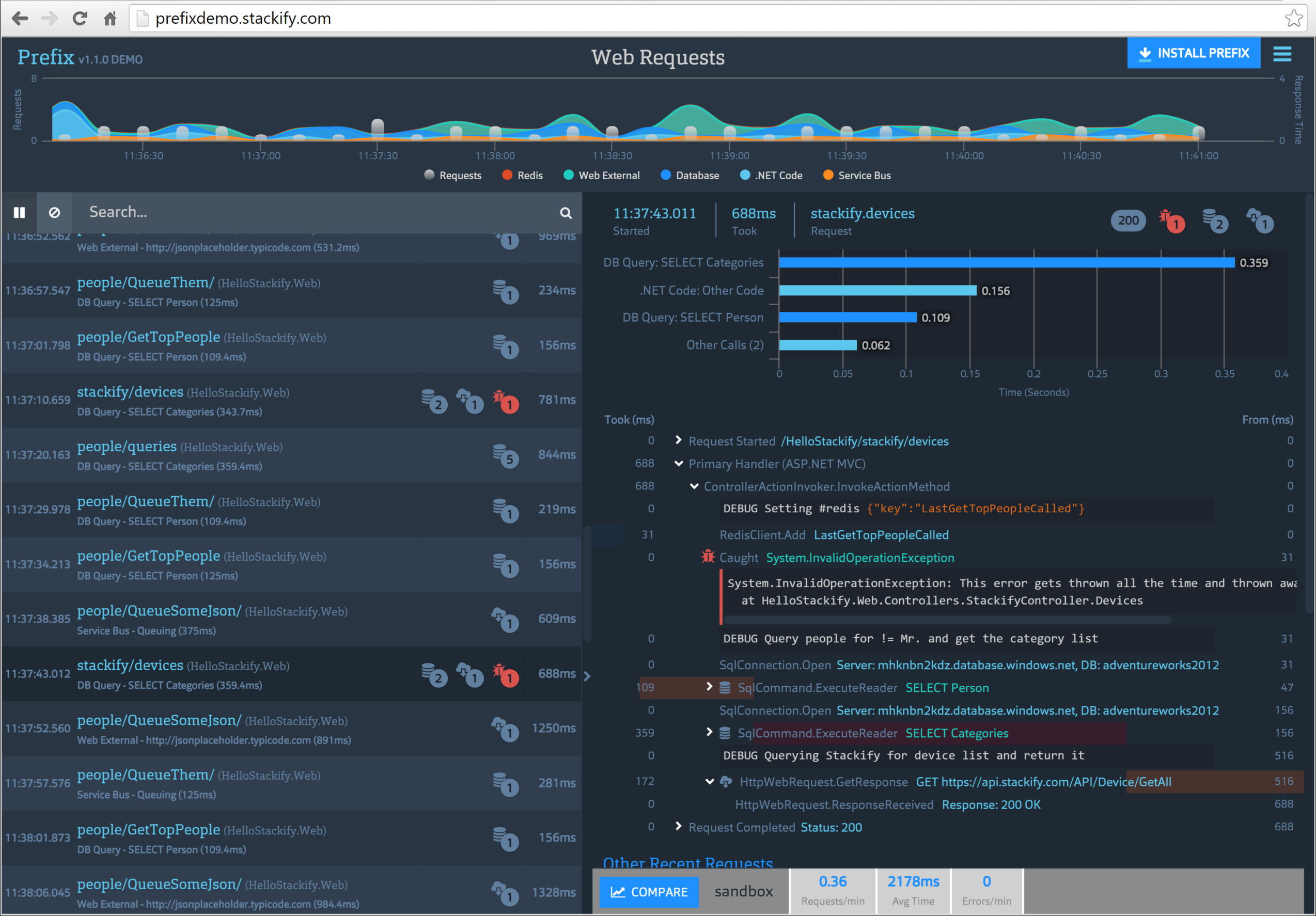 Prefix screenshot: Real-time Web Requests