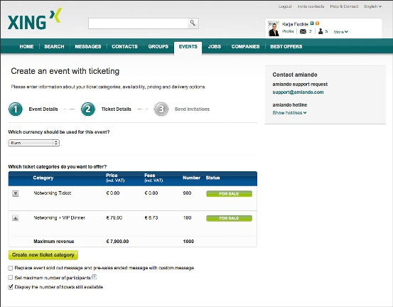 XING Events creating an event page

