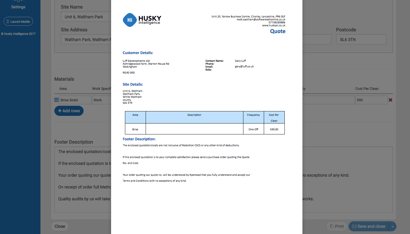 Create branded quotations & invoices, then print or send them immediately by email
