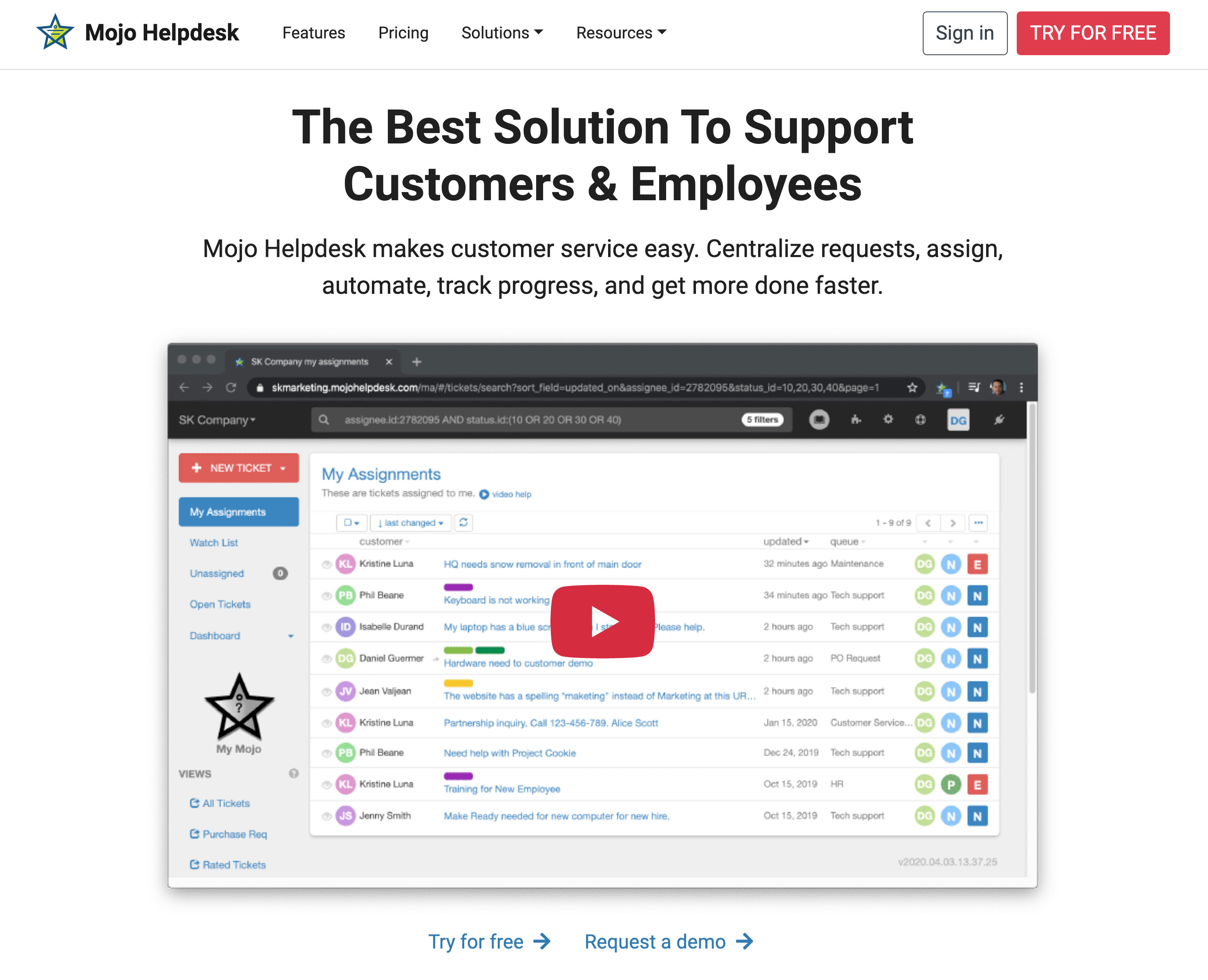 Customer Support and Employee Helpdesk Platform
