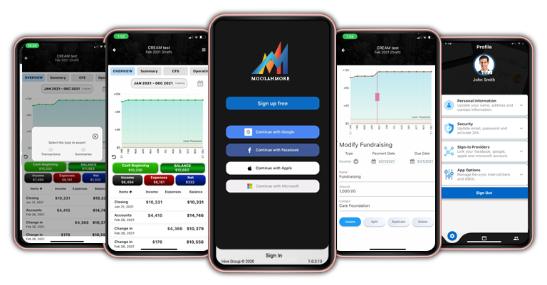 Mobile Cash flow forecasting Interface for iOS & Android
