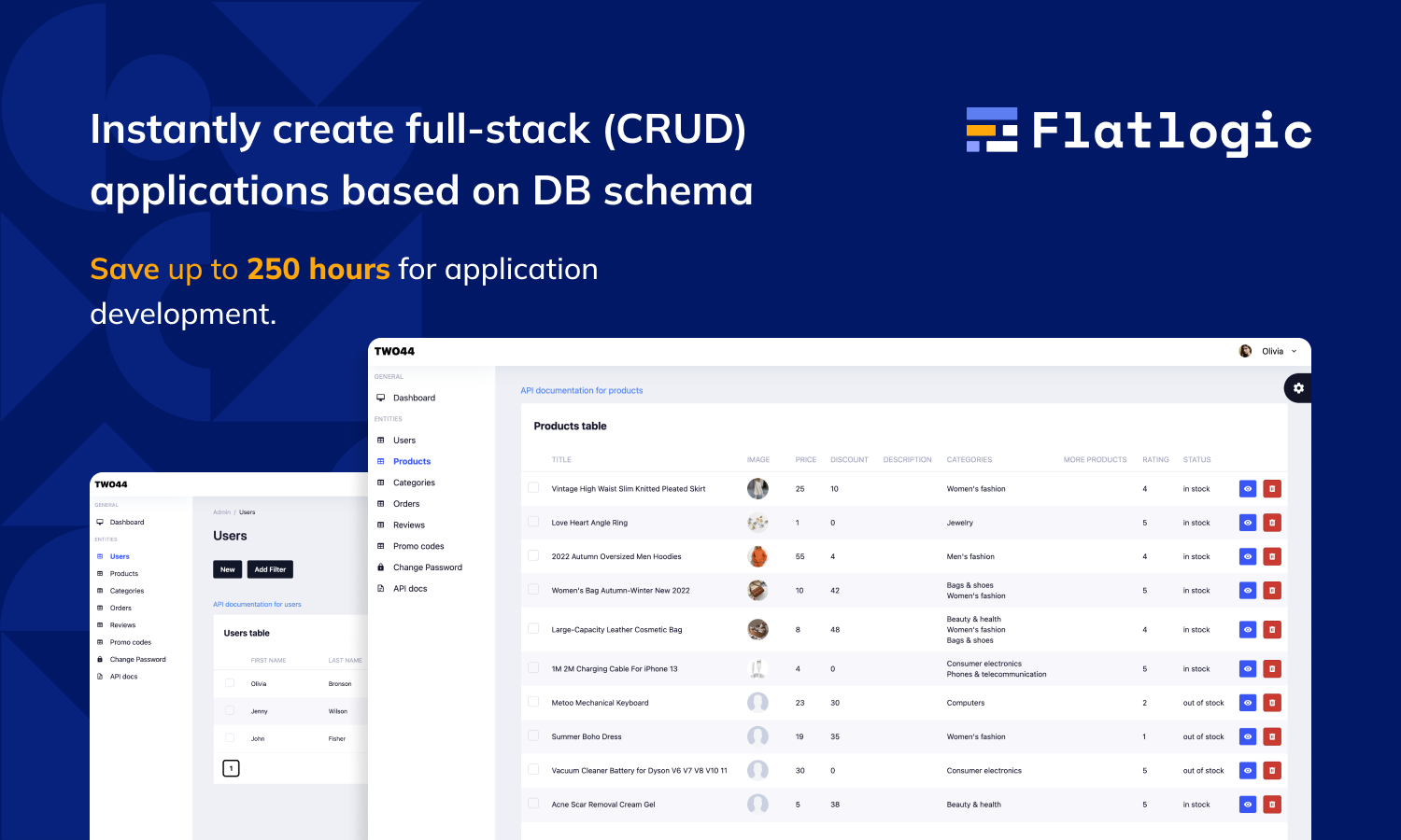 Flatlogic screenshot: Flatlogic products