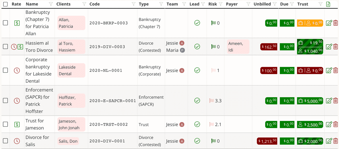 Outlaw Practice screenshot: Outlaw Practice case manager