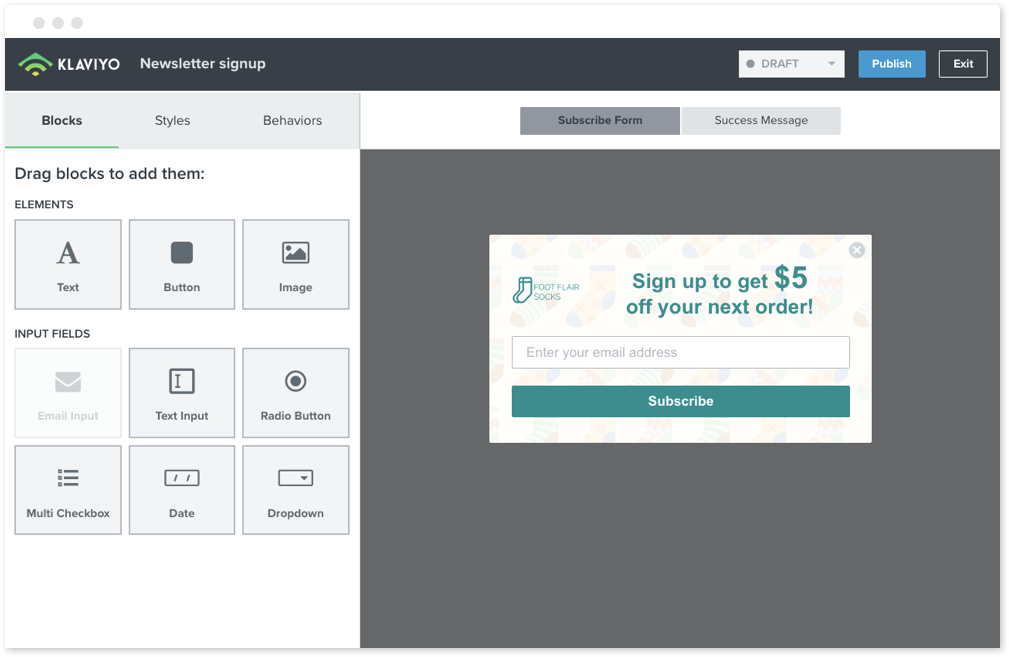 Klaviyo Signup Forms—grow your email list and capture customer data with dynamic web forms