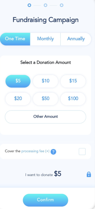 QRius Give screenshot: QRius Give fundraising campaign