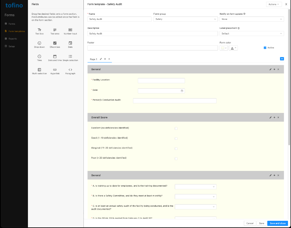Tofino Software - Customizable form simplifies compliance