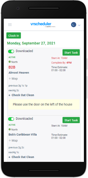 VRScheduler Software - Staff app with time tracking