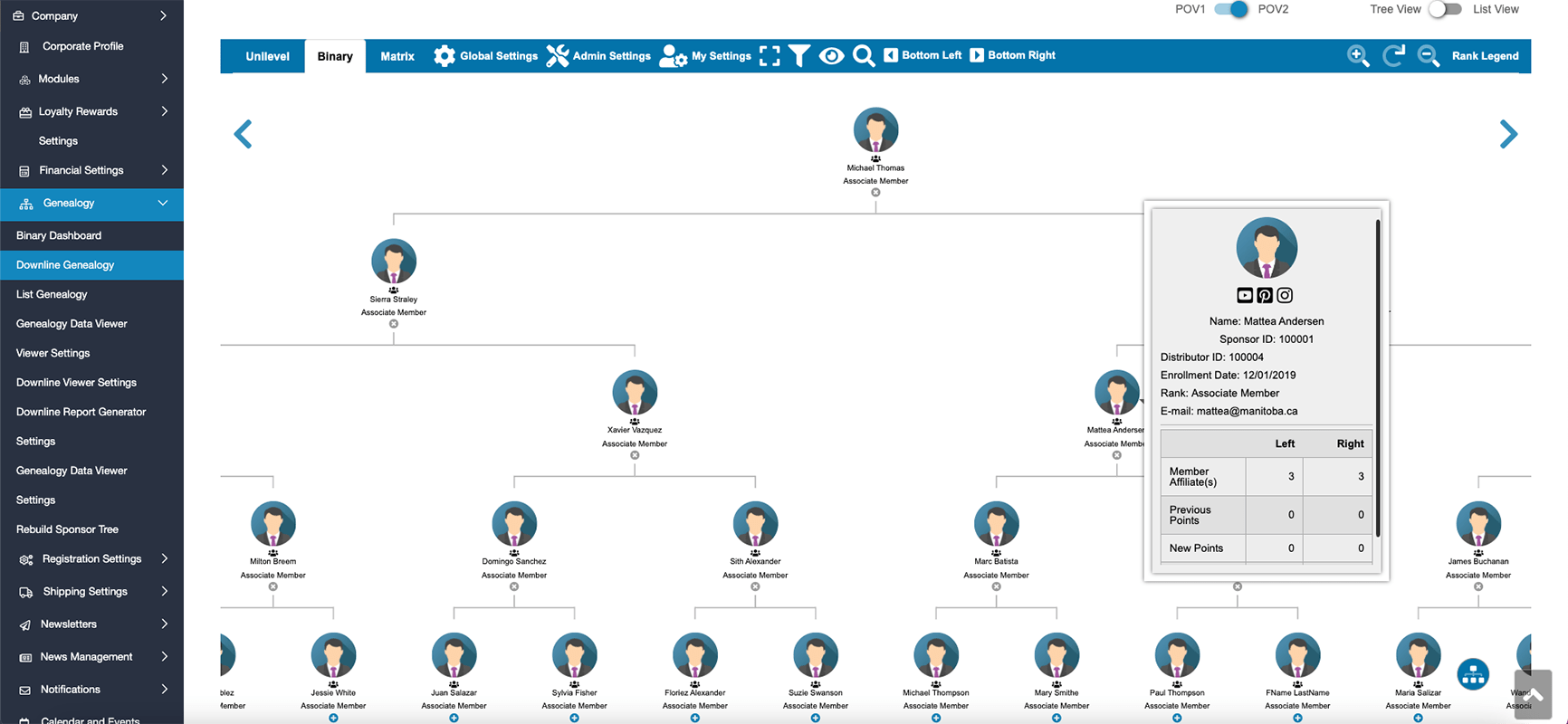 MarketPowerPRO screenshot: Binary Genealogy