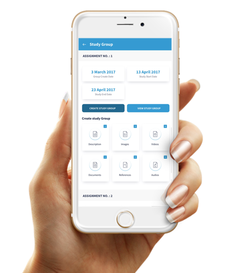 CloudEMS screenshot: Mobile app interface of iCloudEMS showing student academic dashboard with attendance, assignments, study groups, and calendar features, enabling easy access to academic activities through a unified campus management platform.