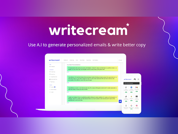 Writecream Software - A.I powered marketing and copywriting