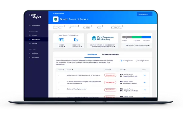 TermScout screenshot: TermScout benchmarking