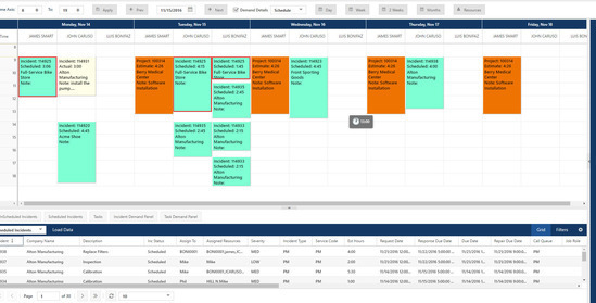Intuitive drag and drop-based field service scheduling and dispatching capabilities