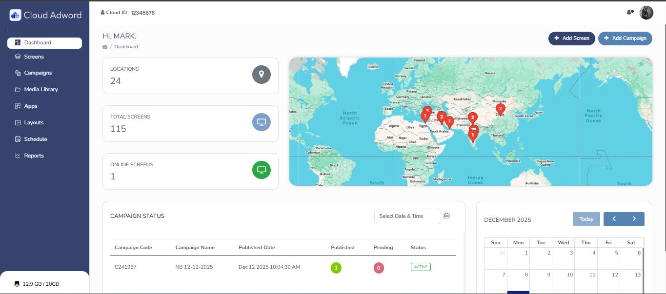 Cloud AdWord Software - Cloud Adword dashboard