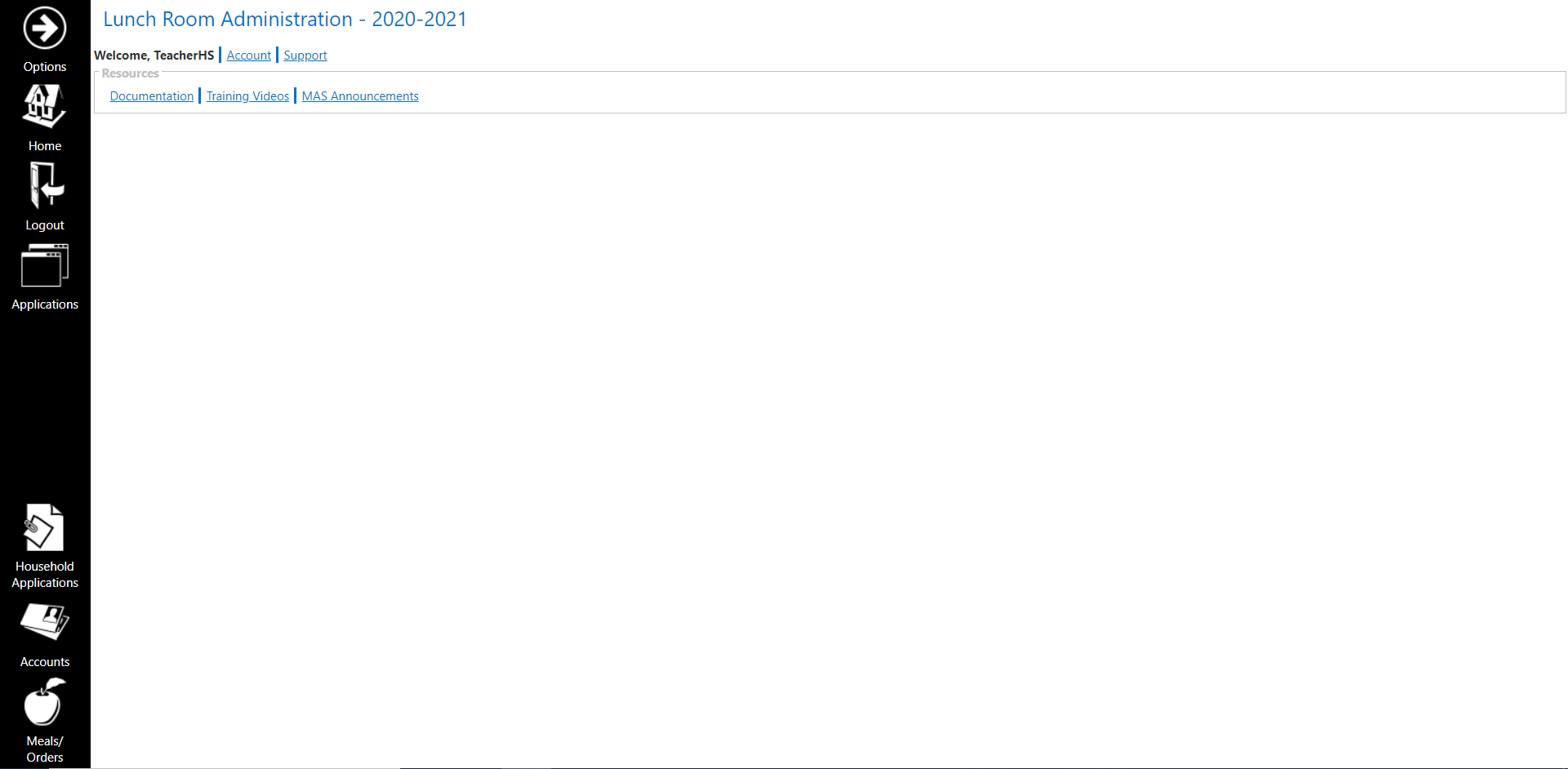 SylogistEd SIS screenshot: Lunch Room Administration