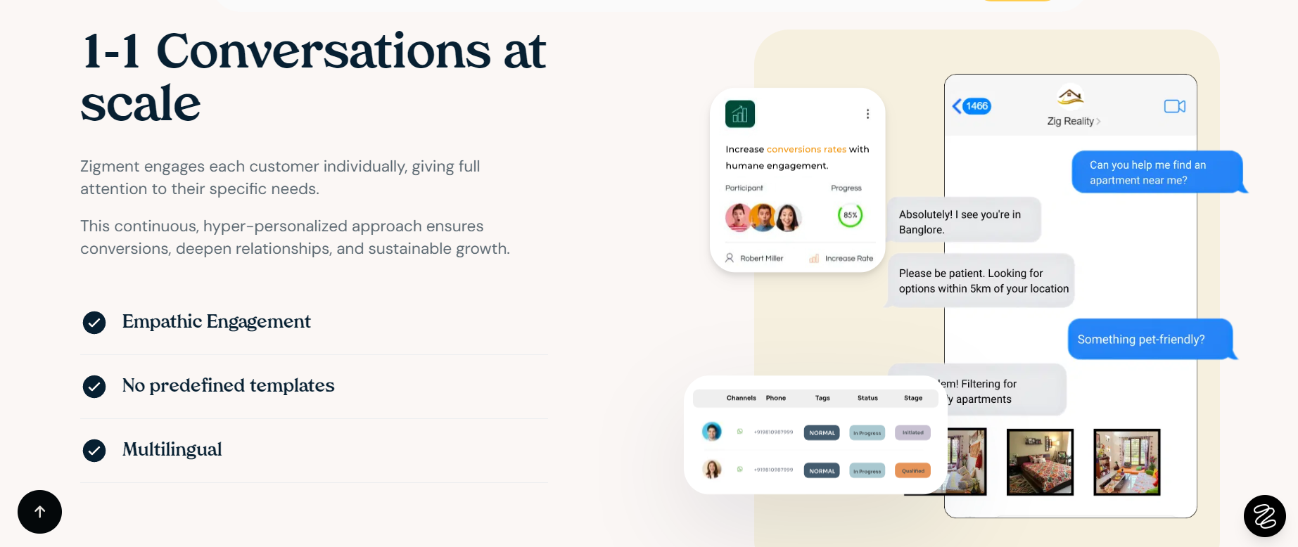 Zigment screenshot: Zigment conversations