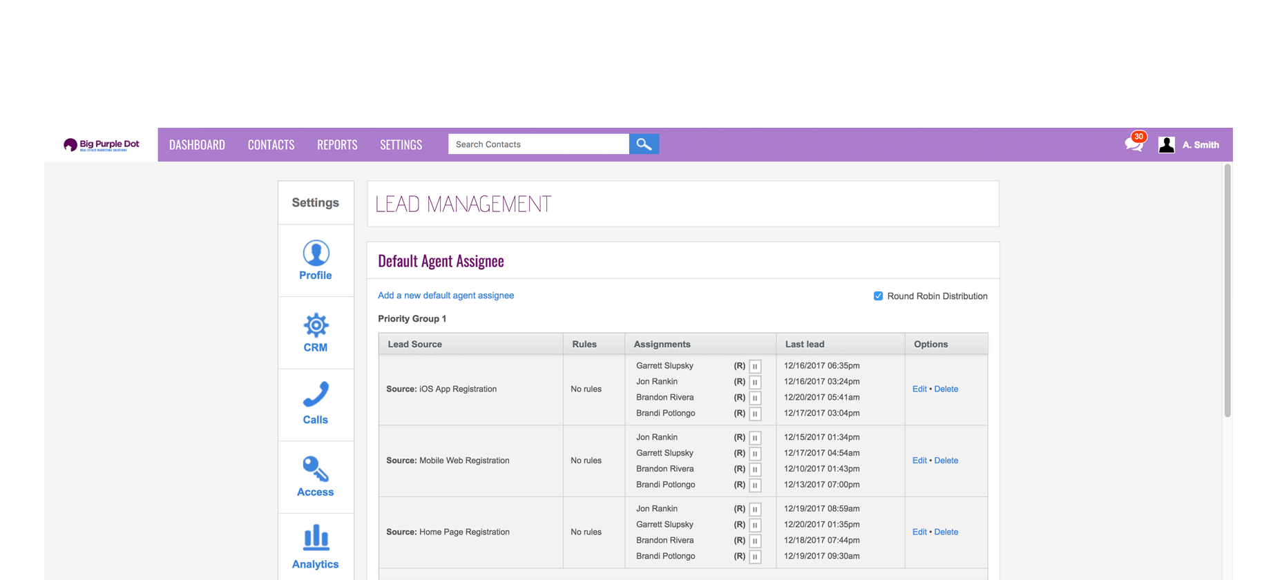 Big Purple Dot lead management