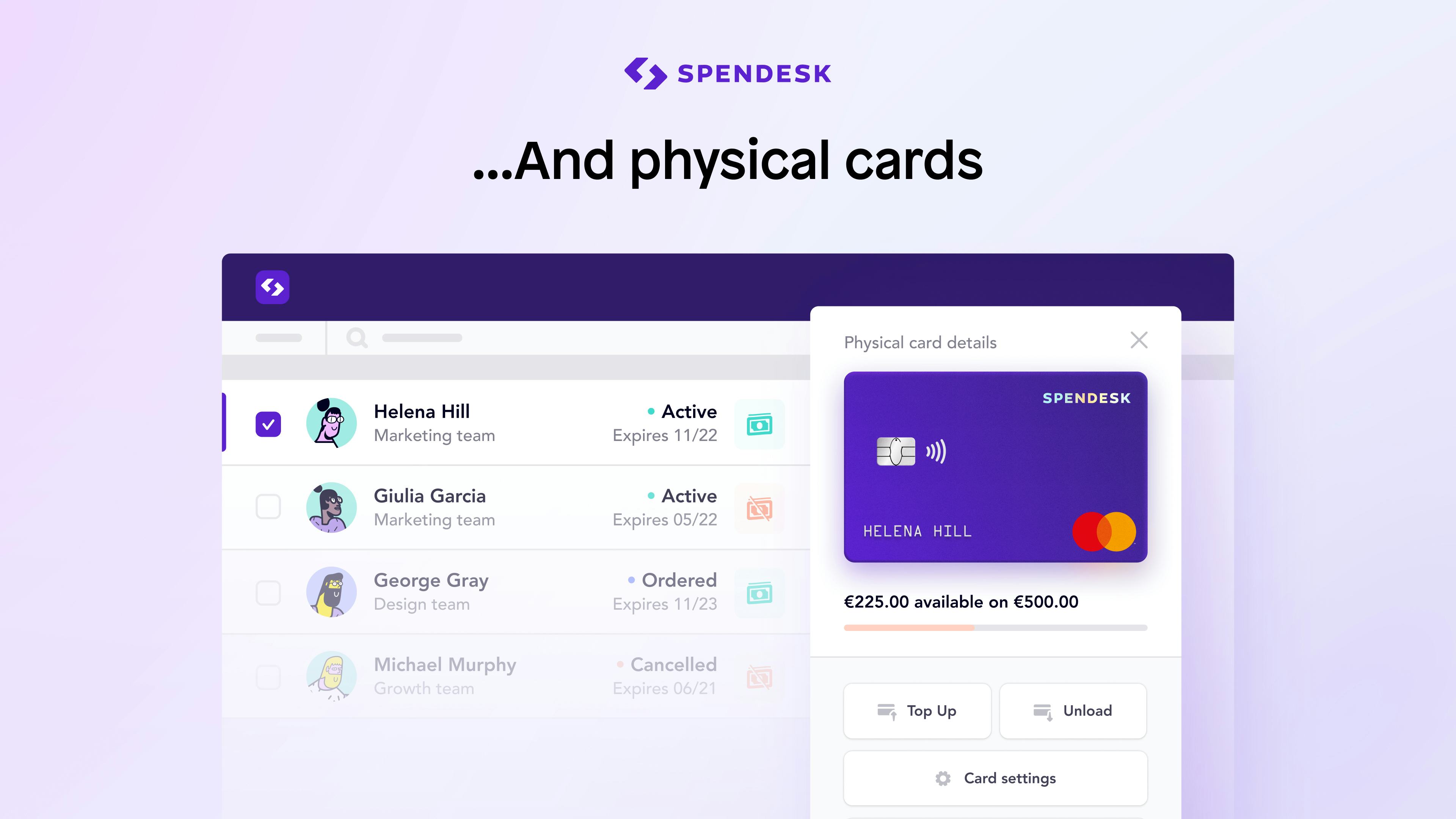 Spendesk Software - Define individual budgets on debit cards