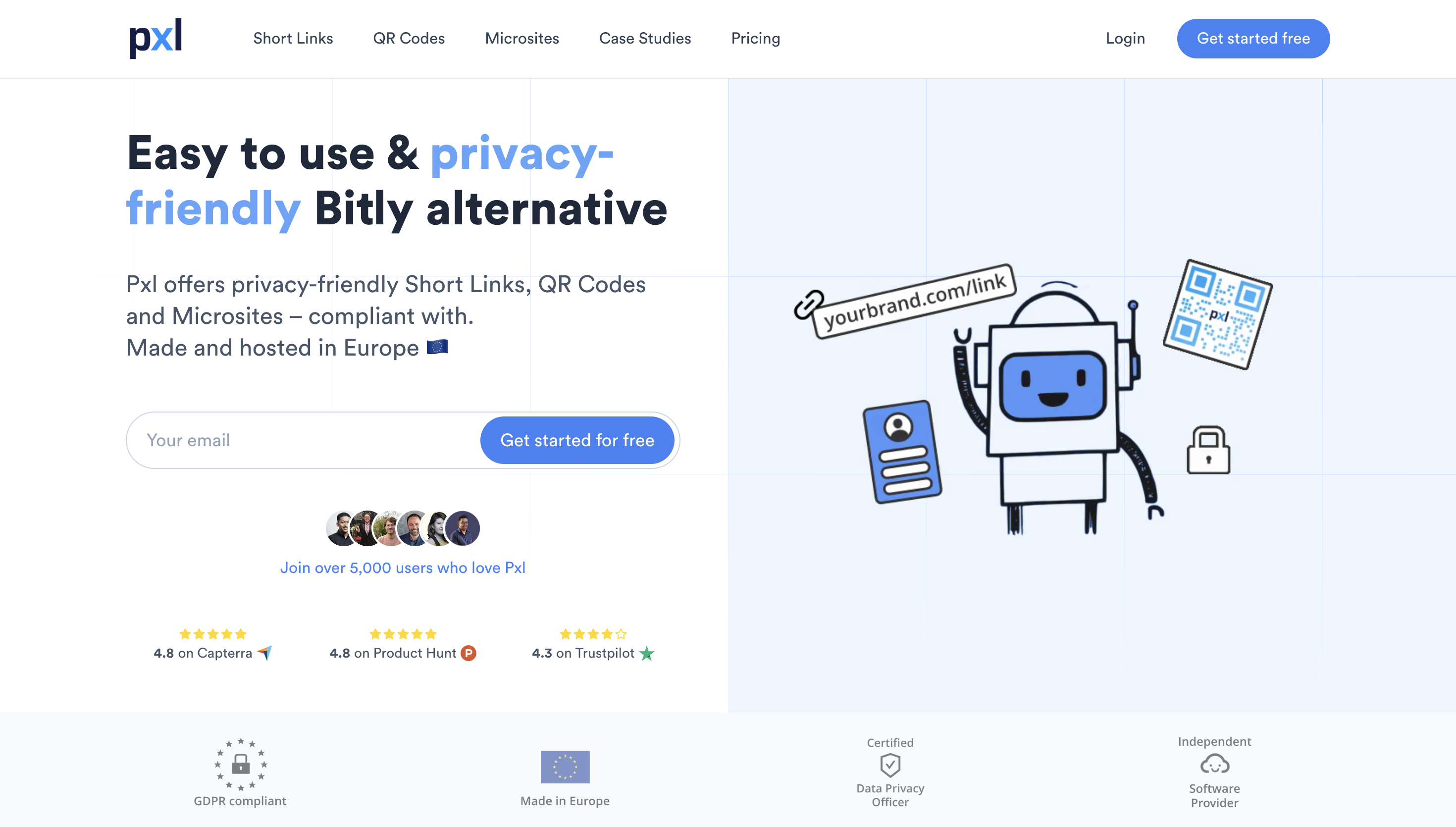 Pixel screenshot: Pxl, the privacy-friendly Bitly alternative
