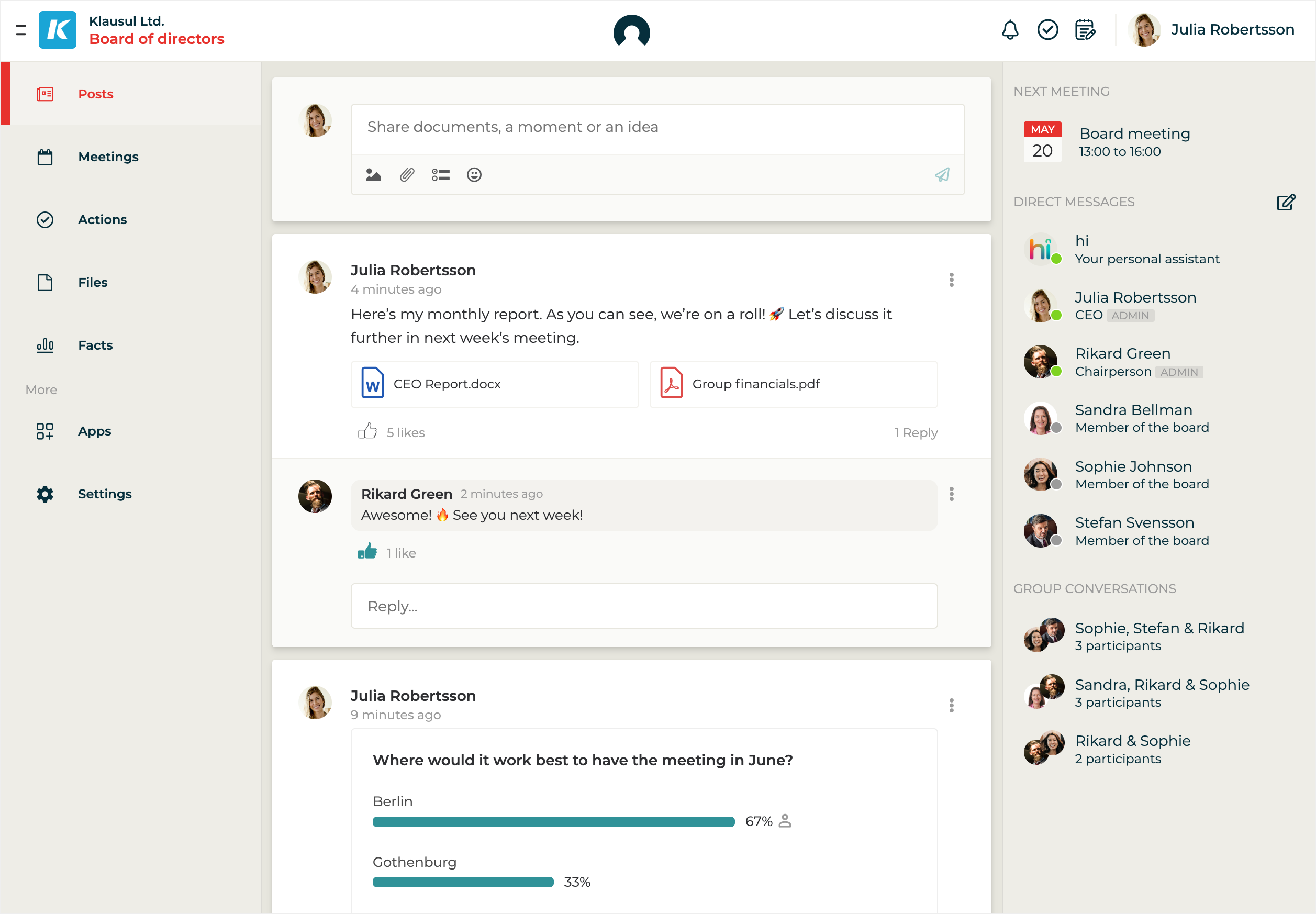 Hippoly screenshot: Hippoly team messaging