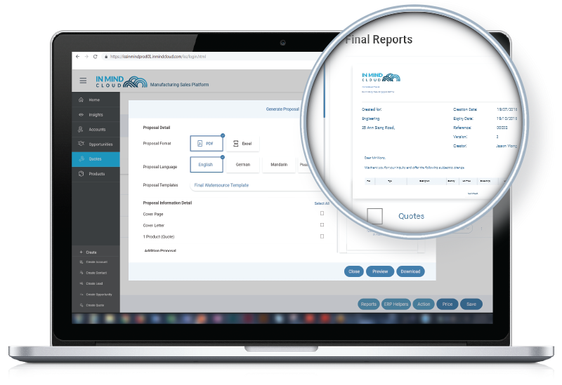 Proposal Generation - Manufacturing X Sales Platform by In Mind Cloud