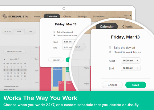 Users can set up custom work hours per provider