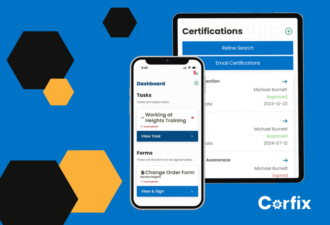 Corfix Software - Ensure your construction workers have the right certifications for the job with a digital wallet and expiration tracker linked to each worker account.