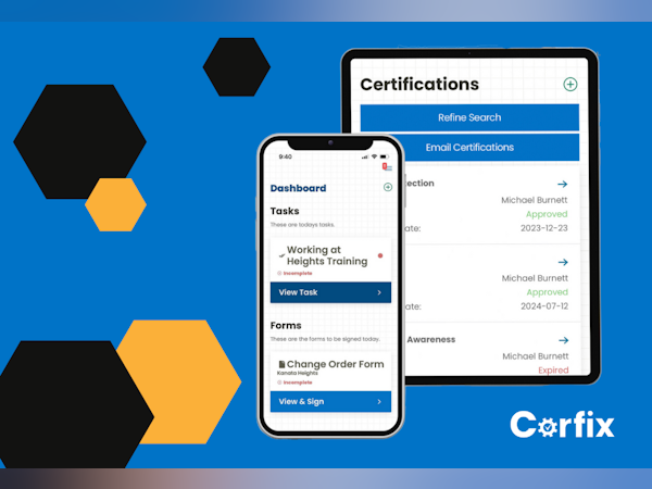 Corfix Software - Ensure your construction workers have the right certifications for the job with a digital wallet and expiration tracker linked to each worker account.