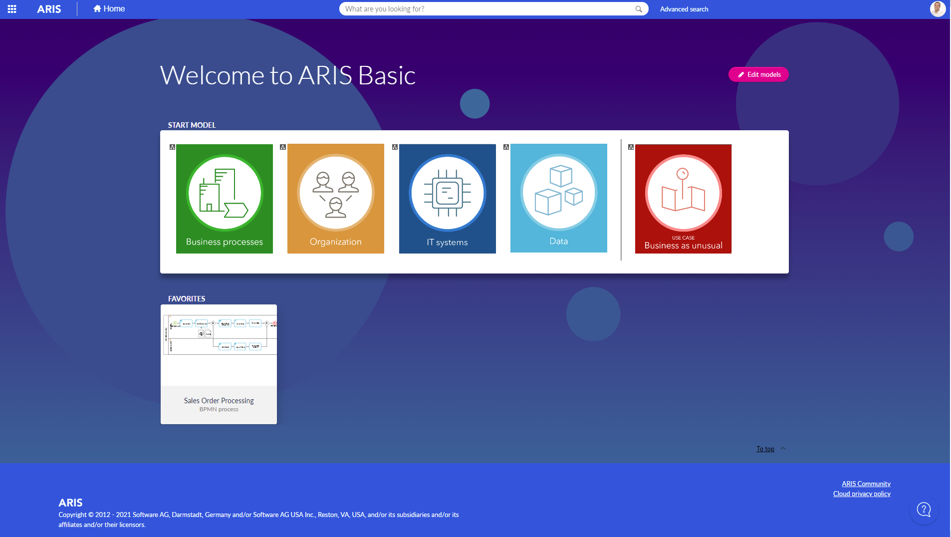 ARIS Basic Home Screen