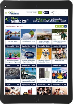 Auction catalog! Displays your items in a clean, organized format, making it easy for your bidders to navigate and place their bids! Our new Custom Color Branding feature lets you create an online event that looks and feels like your brand.