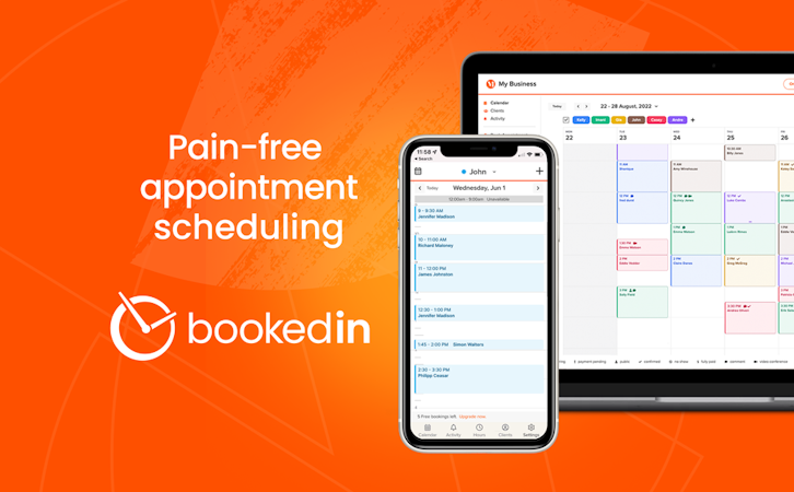 Bookedin screenshot: Easy online booking for clients, powerful scheduling apps for you and your staff.